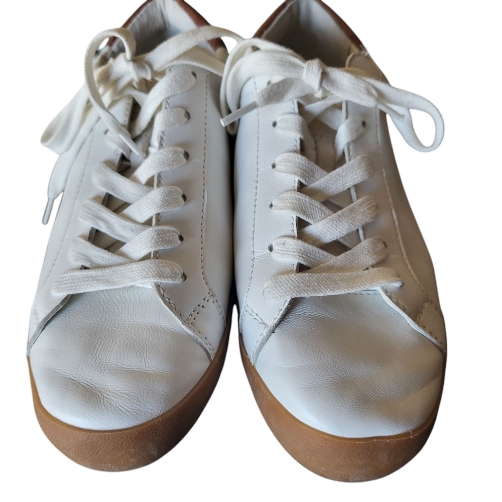 Banana Republic Essential White & Brown Leather Sneaker Size 8.5 - Picture 2 of 8